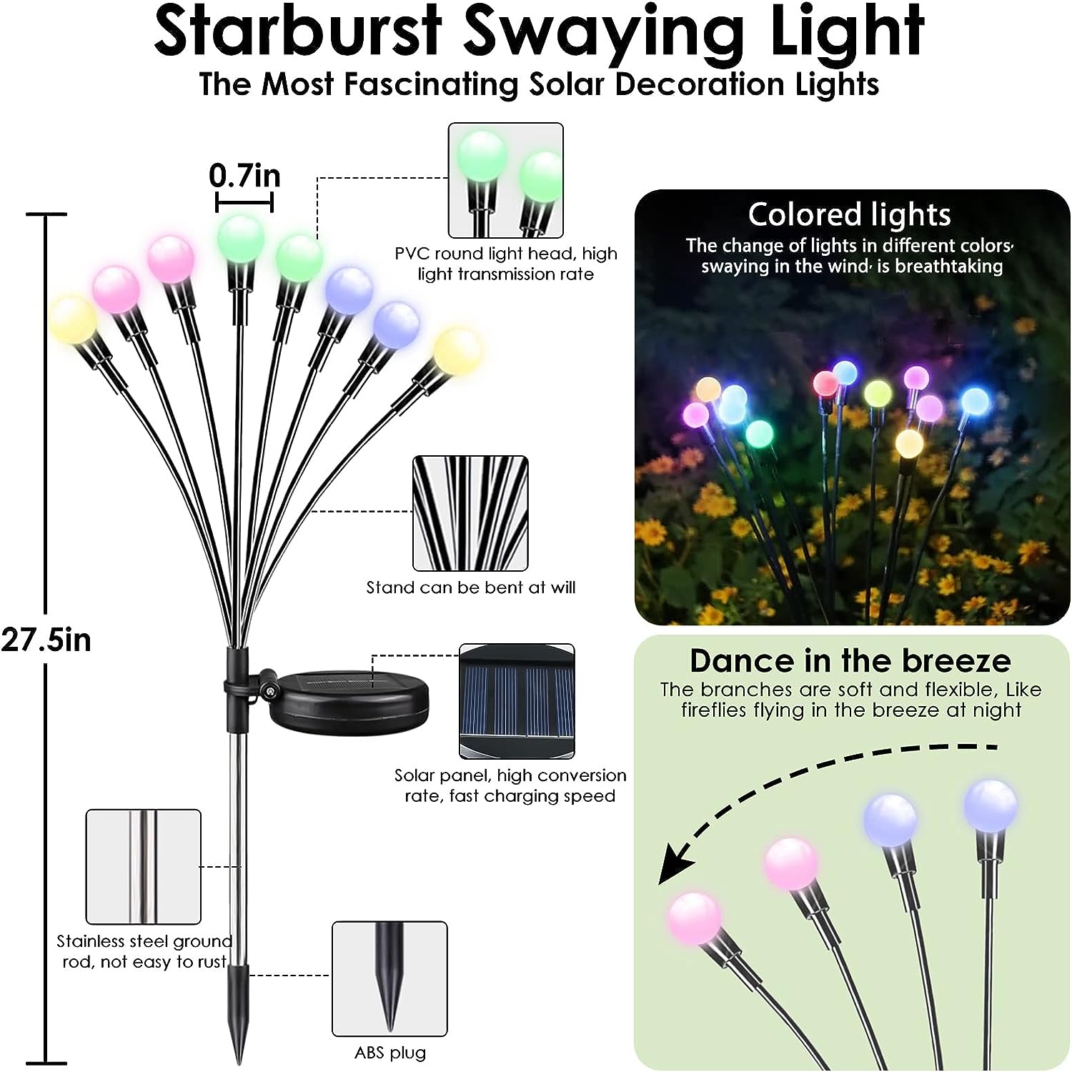 Solar RGB Firefly Lights