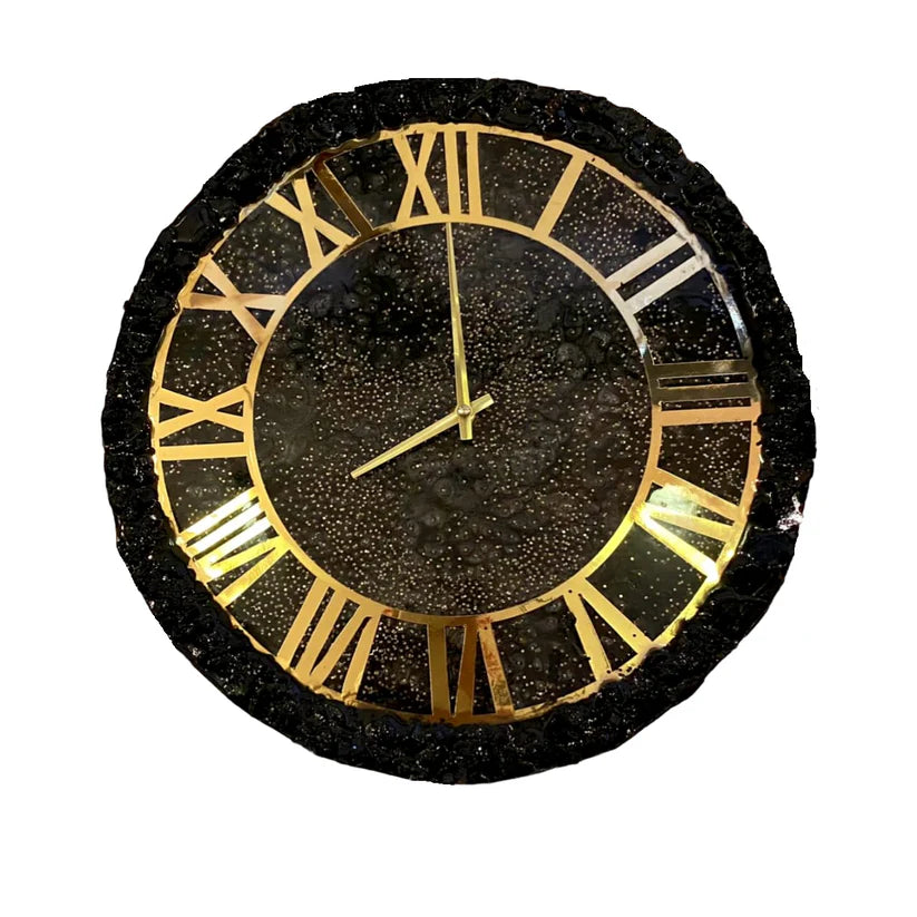 Handmade Black Gold Resin Clock