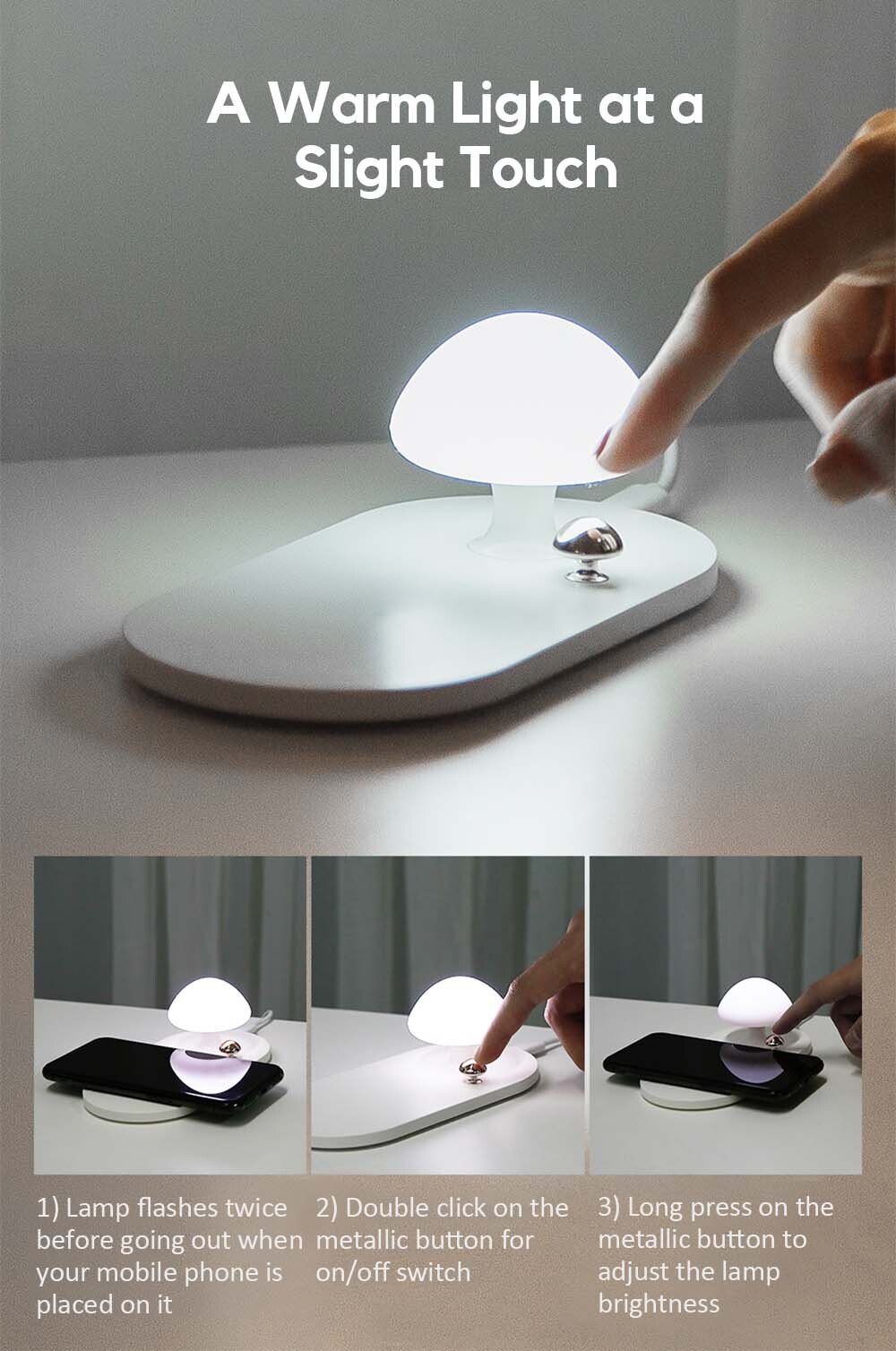 Wireless Charging Mushroom Lamp